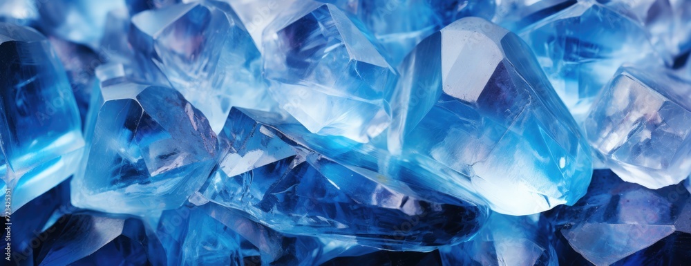 Wallpaper, abstract background, shiny crystal background close up photo, in the style of fragmented, azure, light blue