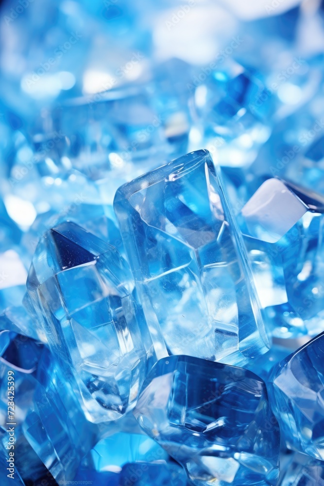 light blue crystals made from glass stock image, in the style of boldly fragmented, distorted, fractured depictions