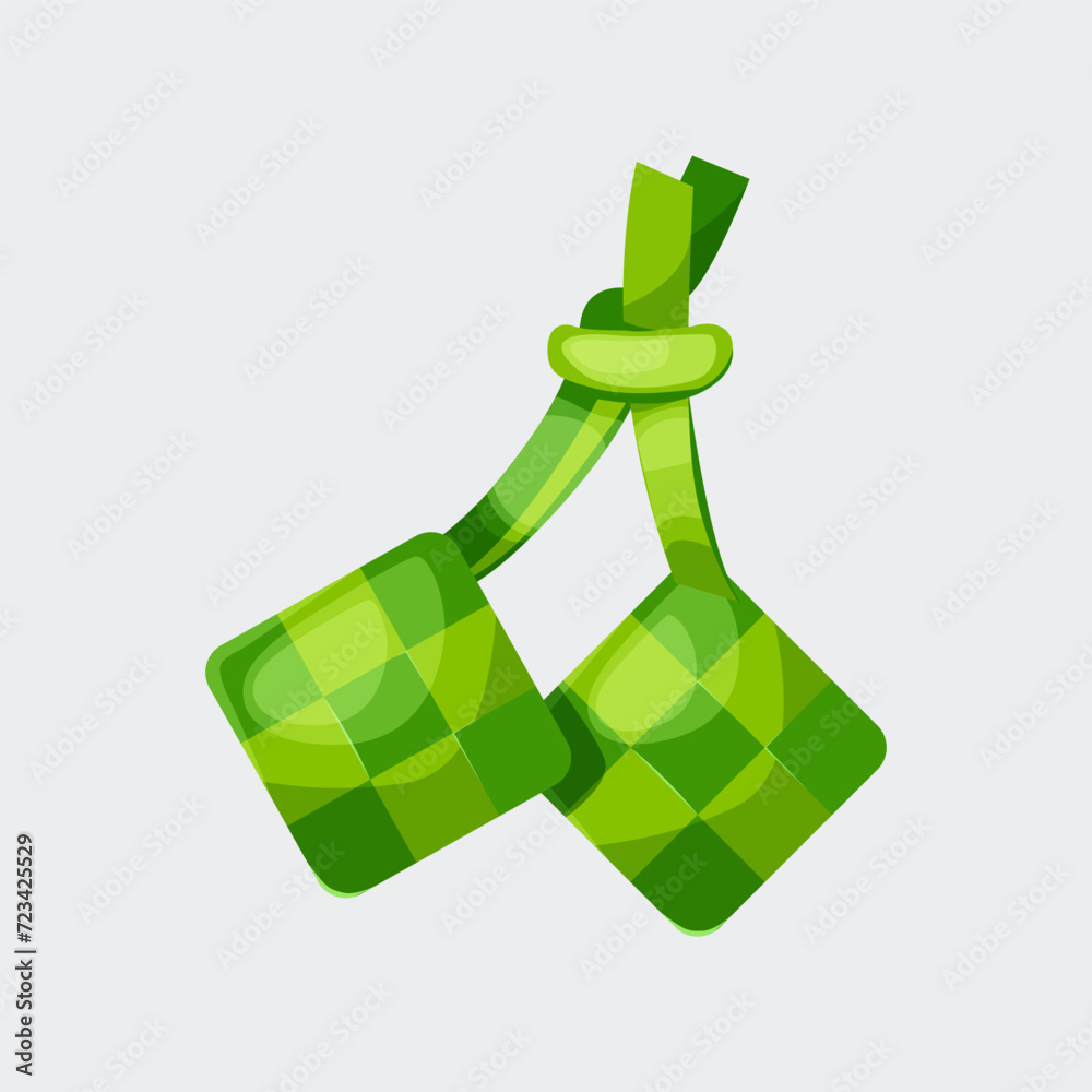 Green ketupat.Ied mubarak food Ketupat food. Ramadan food. Indonesian food