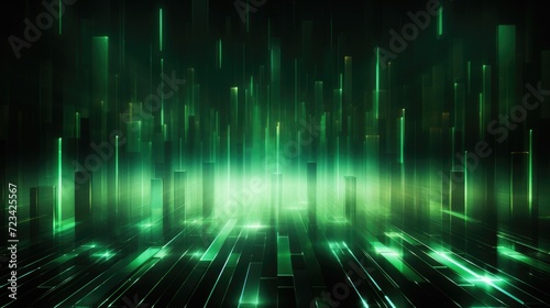 Wallpaper, abstract background, abstract geometric background with light streaks, in the style of green academia, flat abstraction