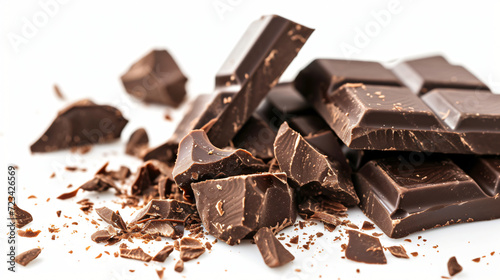 Chocolate Over White Background: Dark Chocolate Isolated