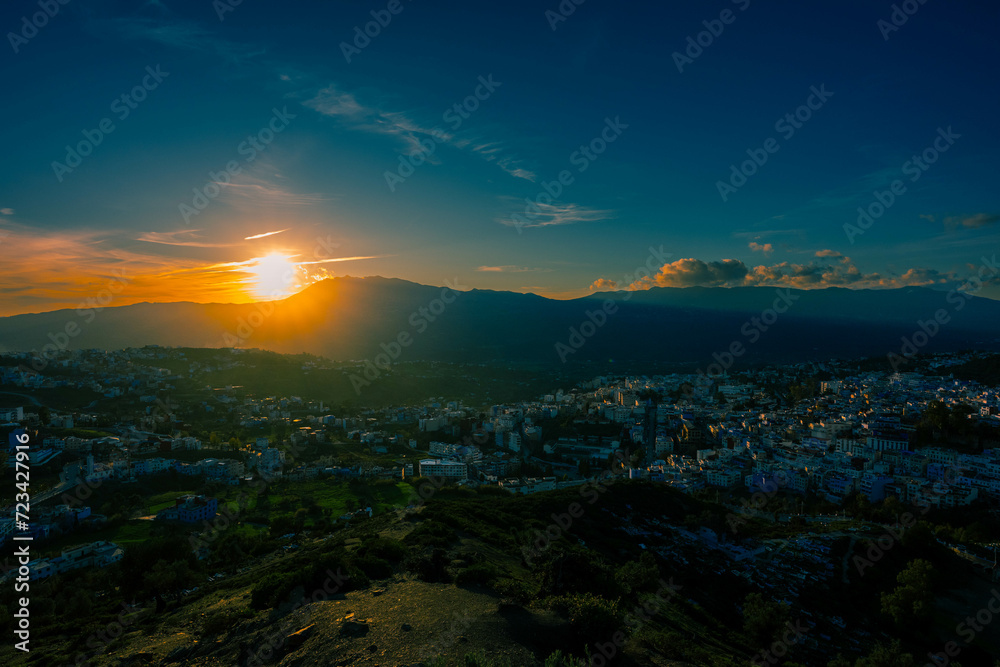 Sunset Over the Rif Mountains in Chefchaouen, Morocco