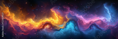 Abstract space background with stars, constellations and nebulae. Shining stars of the galaxy. Banner image.