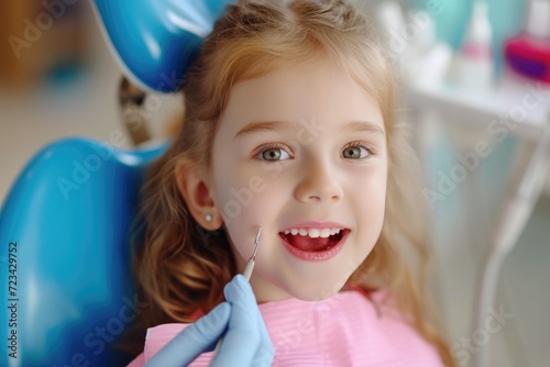 Smiling little kid child gi...