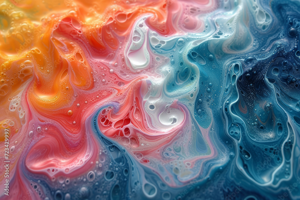 An abstract painting of chaotic, colorful waves around a calm center, symbolizing mental turmoil and inner calm. Concept of emotional turmoil and inner stability. Generative Ai. An abstract painting of chaotic, colorful waves around a calm center, symbolizing mental turmoil and inner calm. Concept of emotional turmoil and inner stability. Generative Ai.