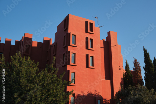 Outside of the Red Wall building by Ricardo Bofill in Calp, Spain. photo