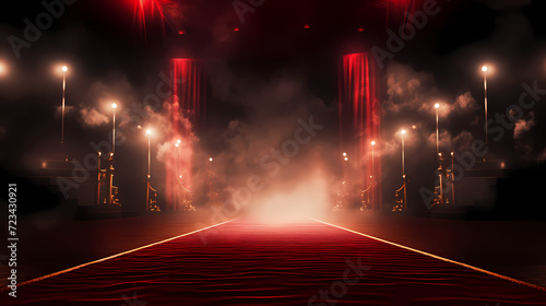 Luxurious and elegant red carpet staircase, holiday awards ceremony event