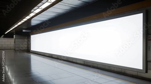 Blank white subway indoor advertisement light box. Mock-up design. : Generative AI
