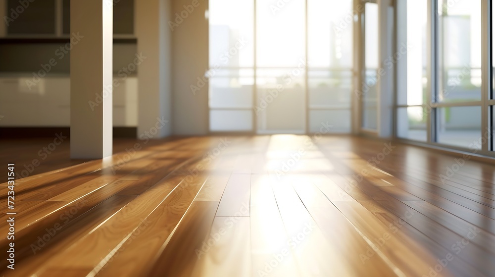 Empty living room with hardwood floor in modern apartment : Generative AI Empty living room with hardwood floor in modern apartment : Generative AI