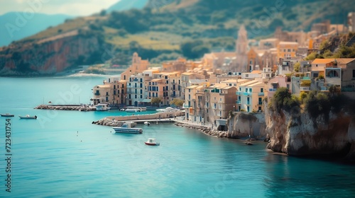 Castellammare del Golfo - beautiful coastal town in Sicily. Italy   Generative AI
