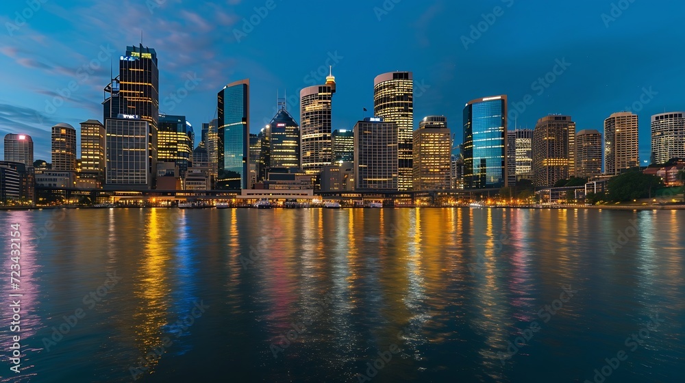 Obraz premium Downtown Sydney skyline in Australia at twilight : Generative AI
