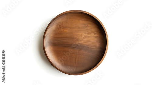 Top view and perspective of empty wood plate isolated on white background : Generative AI