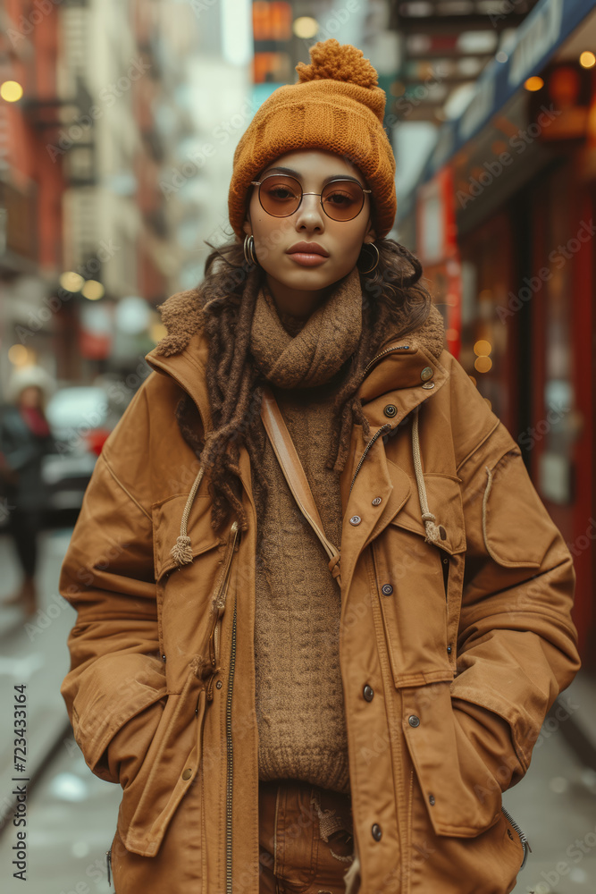 A street style fashion photo in vertical format, showcasing the outfit in an urban setting. Concept of street fashion photography for vertical social media platforms. Generative Ai. A street style fashion photo in vertical format, showcasing the outfit in an urban setting. Concept of street fashion photography for vertical social media platforms. Generative Ai.