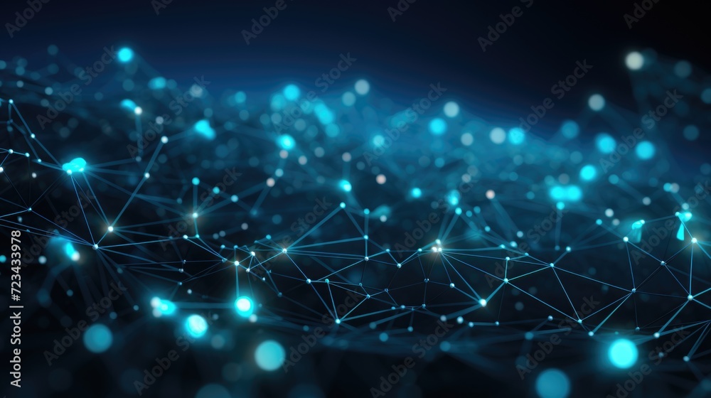 an electronic background of blue points, in the style of geodesic structures, light black and turquoise, social network analysis, delicate lines an electronic background of blue points, in the style of geodesic structures, light black and turquoise, social network analysis, delicate lines