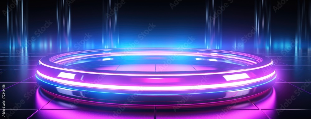 a circular light show in bright colors, in the style of light magenta ...