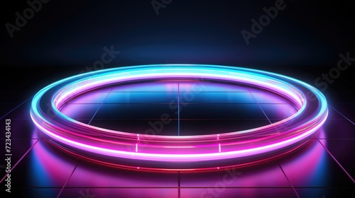 a circular light show in bright colors, in the style of light magenta and light cyan, digital neon, realistic usage of light and color