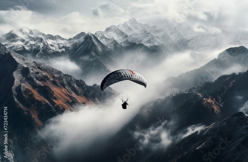 Paragliding over mountain tops