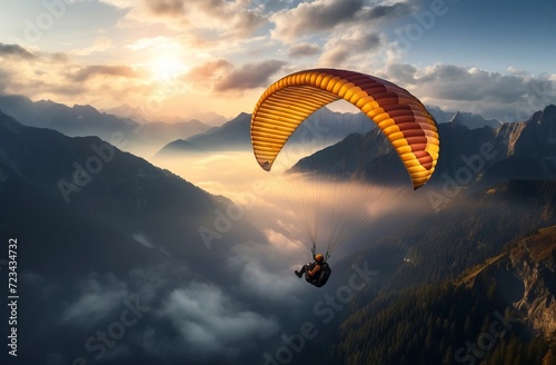 Paragliding over mountain tops
