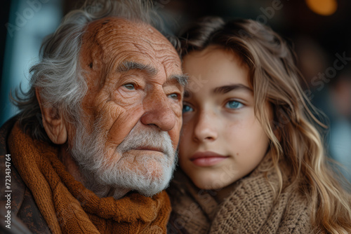 An unposed photo of an elderly person sharing wisdom with a younger individual, depicting knowledge transfer. Concept of age diversity and lifelong learning. Generative Ai.