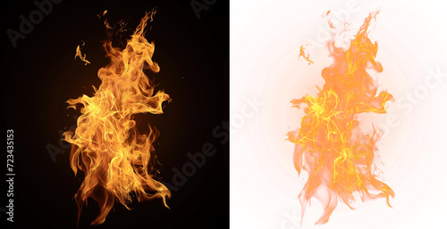 Vivid Flames Isolated on Transparent Background, Bright, dynamic flames leaping against transparent backdrop