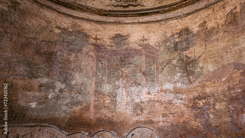 Abandoned Artwork On the Walls of Pompeii, an archaeological site near Naples, Italy 
