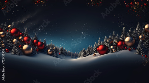 Luxurious Christmas balls on glowing bokeh background, Christmas and New Year minimalistic background