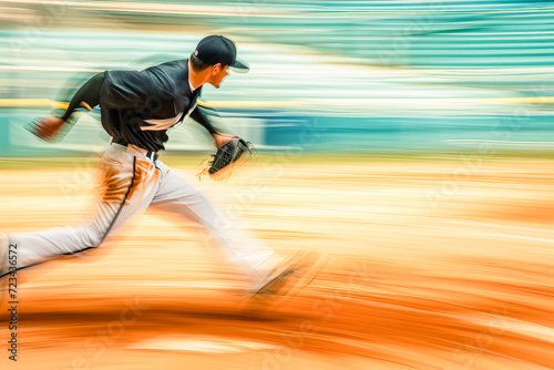 Abstract composition, Blurred of Baseball player, sports concept, generative ai © João Macedo