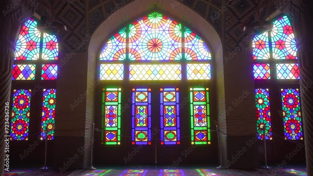 Pink Moaque Nasir Al-Mulk Mosque in Shiraz, Iran, also known as Pink Mosque 素材庫影片 ...