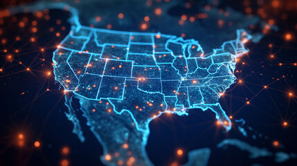 Detailed Map of the United States Showing State Borders and Capitals