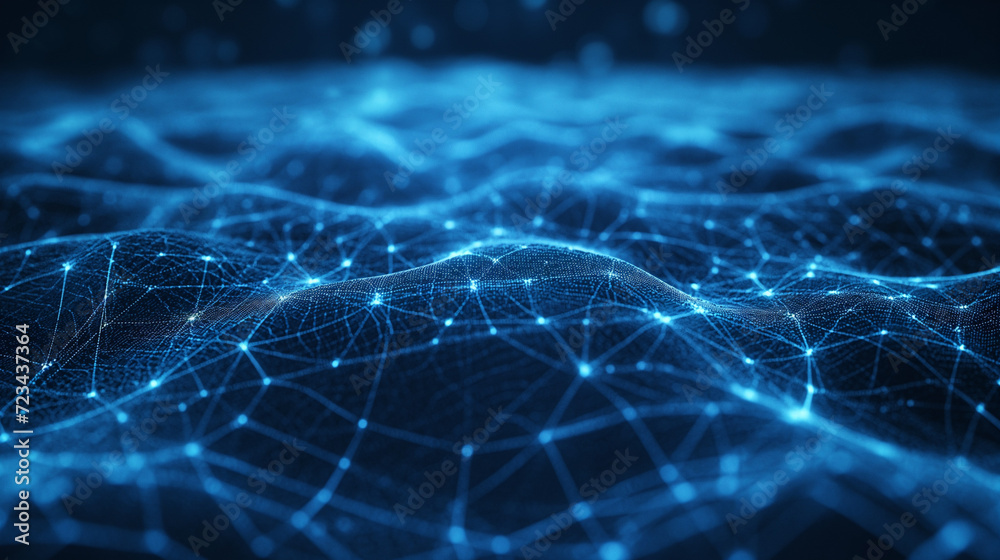 Obraz premium Blue Abstract Background With Lines and Dots