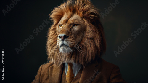 Dignified Lion Wearing a Suit and Tie