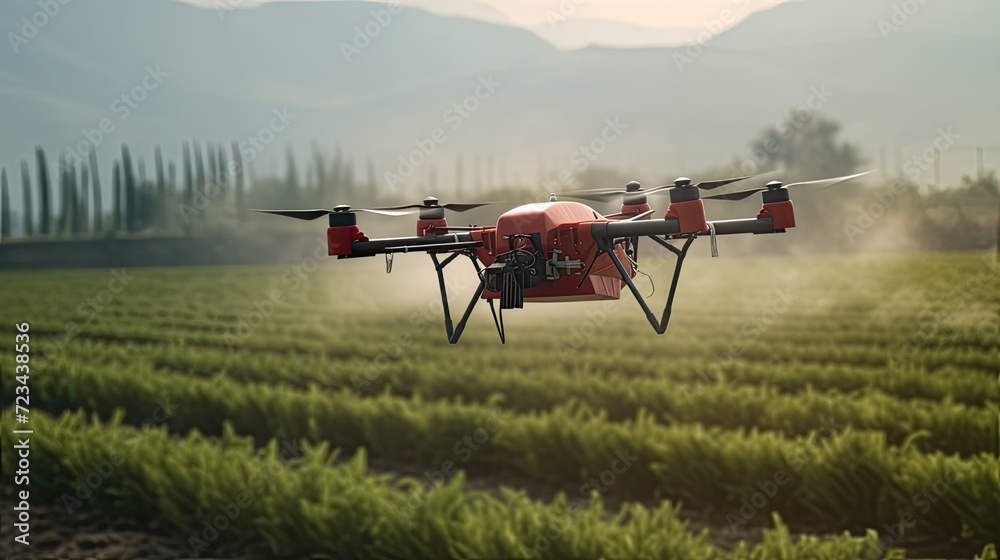 drone on the field, agrodrone, which is used in agriculture for irrigation and spraying of crops. drone on the field, agrodrone, which is used in agriculture for irrigation and spraying of crops.