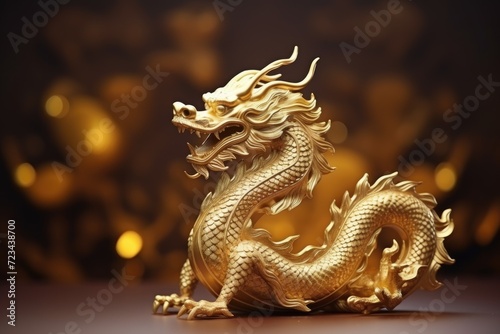The golden dragon. Chinese horoscope  new year of the dragon 2024. Background for the design with copy space