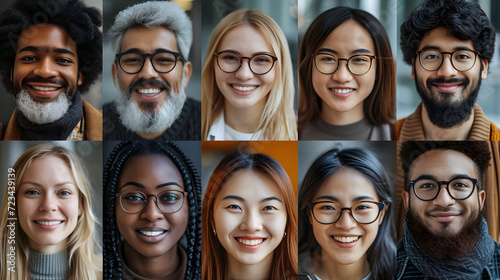 This image features a collage of different people smiling, representing a range of ethnicities and personalities, promoting a message of diversity and inclusion photo