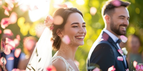 Wedding shot of a young hap...
