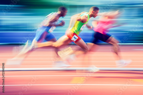 Abstract composition, Blurred of athletics race, sports concept, generative ai