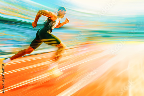 Abstract composition, Blurred of athletics race, sports concept, generative ai