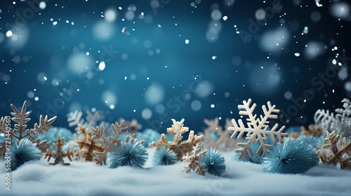 Snowflake background, winter cold texture frozen icy illustration snow frost © ma