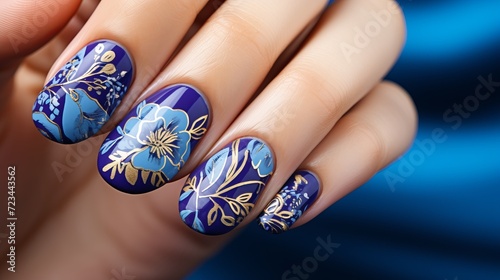 Vibrant close up of intricately crafted colorful nail art designs with bright studio lighting