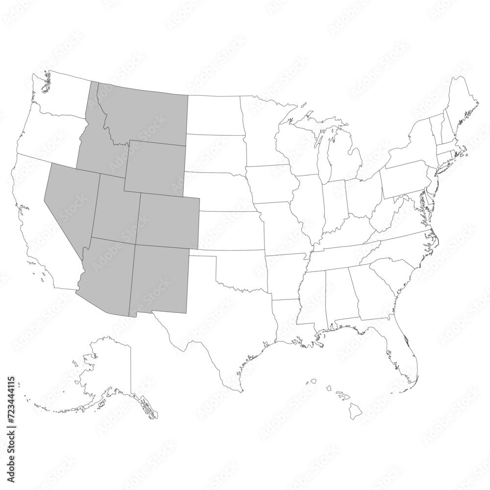 Fototapeta premium USA states Mountain regions map.