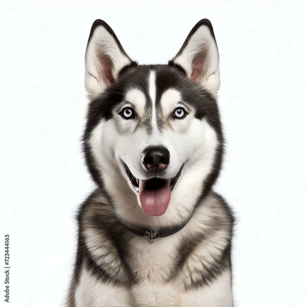 a siberian husky dog, studio light , isolated on white background