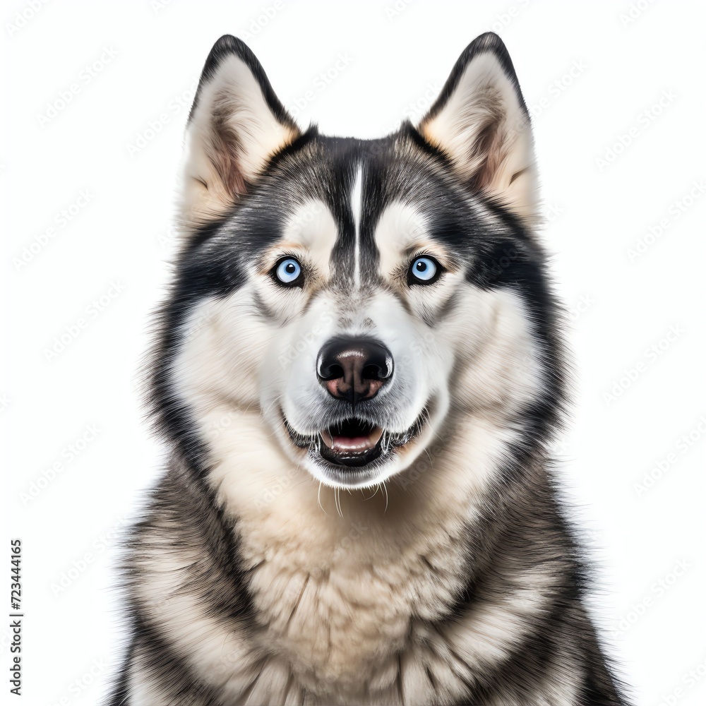 Obraz premium a siberian husky dog, studio light , isolated on white background