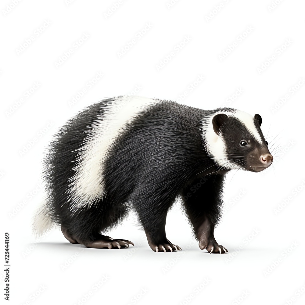 Fototapeta premium a skunk, studio light , isolated on white background