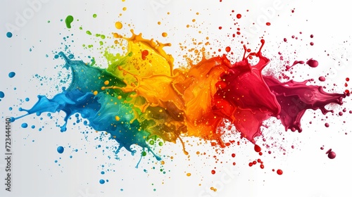 Color liquid ink splash abstract background rainbow art. Rainbow splash collage mix flow drip.