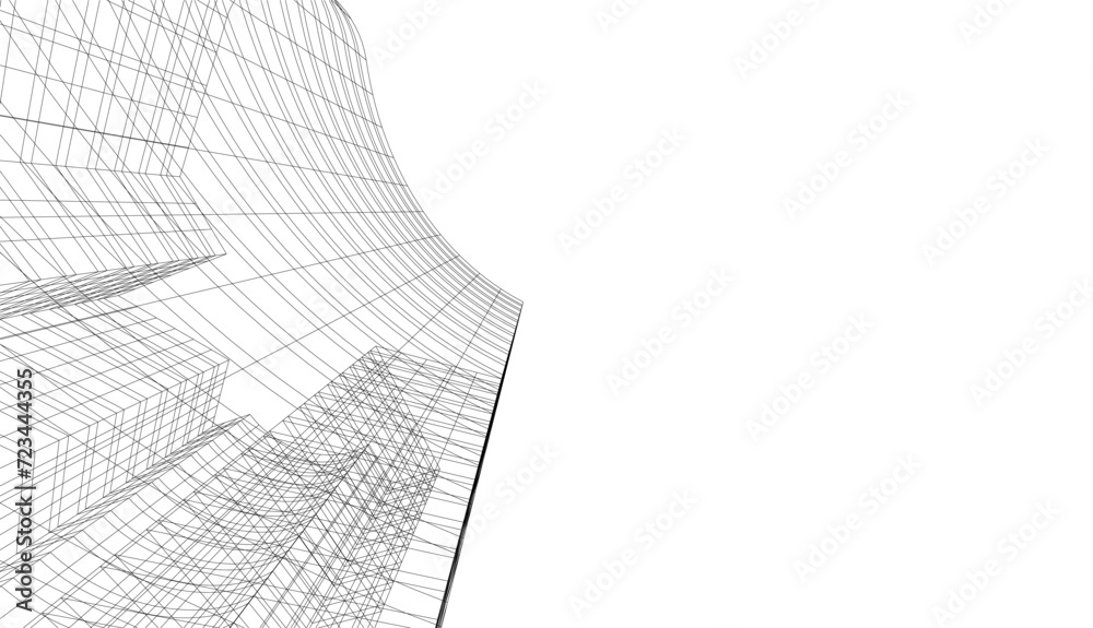 abstract architecture drawing vector illustration - obrazy, fototapety, plakaty 