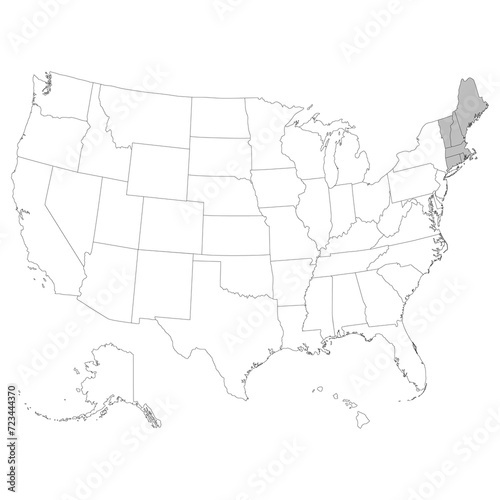 USA states New England regions map.
