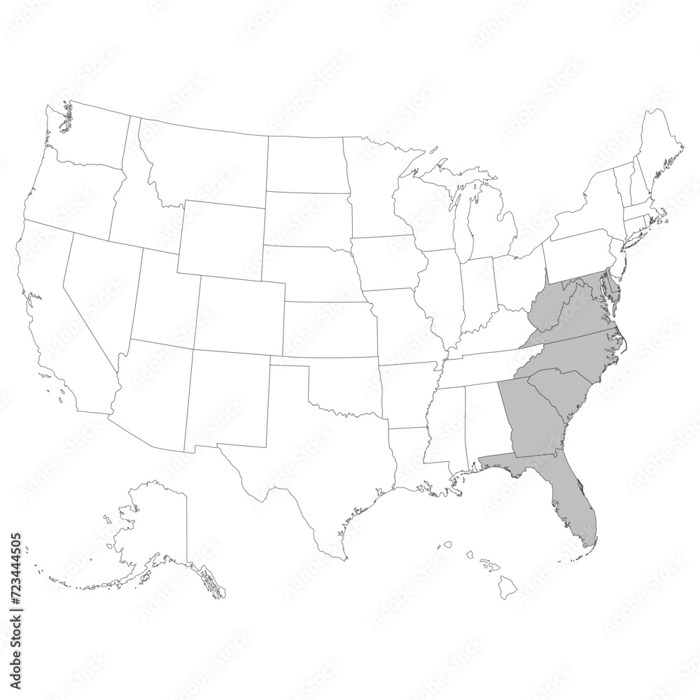 Fototapeta premium USA states South Pacific regions map.