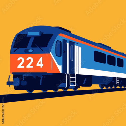 Train. In the style of a flat minimalist colors SVG vector