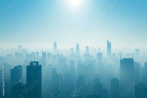 Smog Filled City Skyline Showing Air Pollution