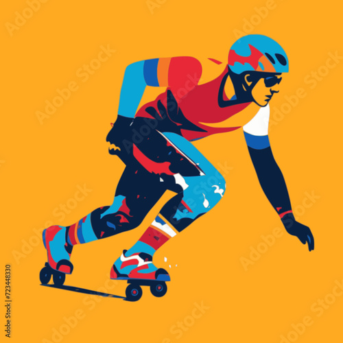 Roller Derby. In the style of a flat minimalist colors SVG vector